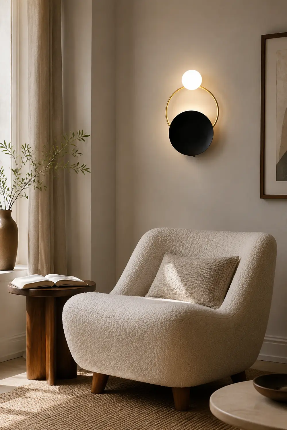 Nordic Simple  Black Gold Wrought Iron Circle Aisle Corridor Wall Light - Lumpaz