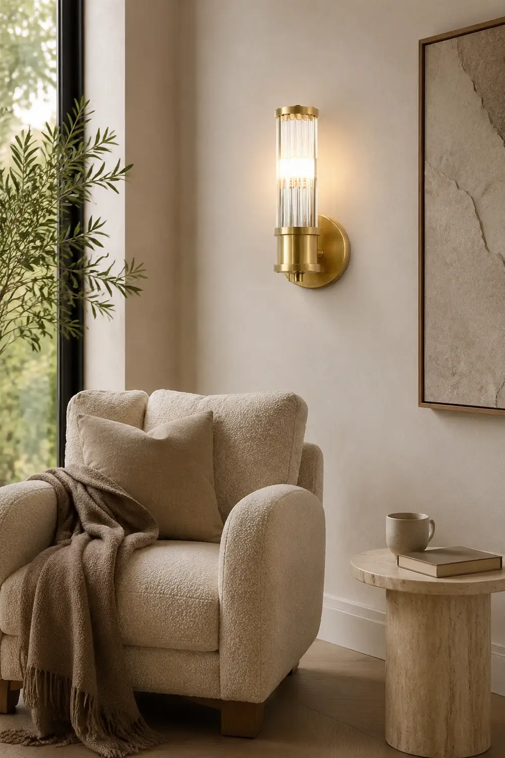 Modern Brass Gold Crystal Wall Sconce - Lumpaz