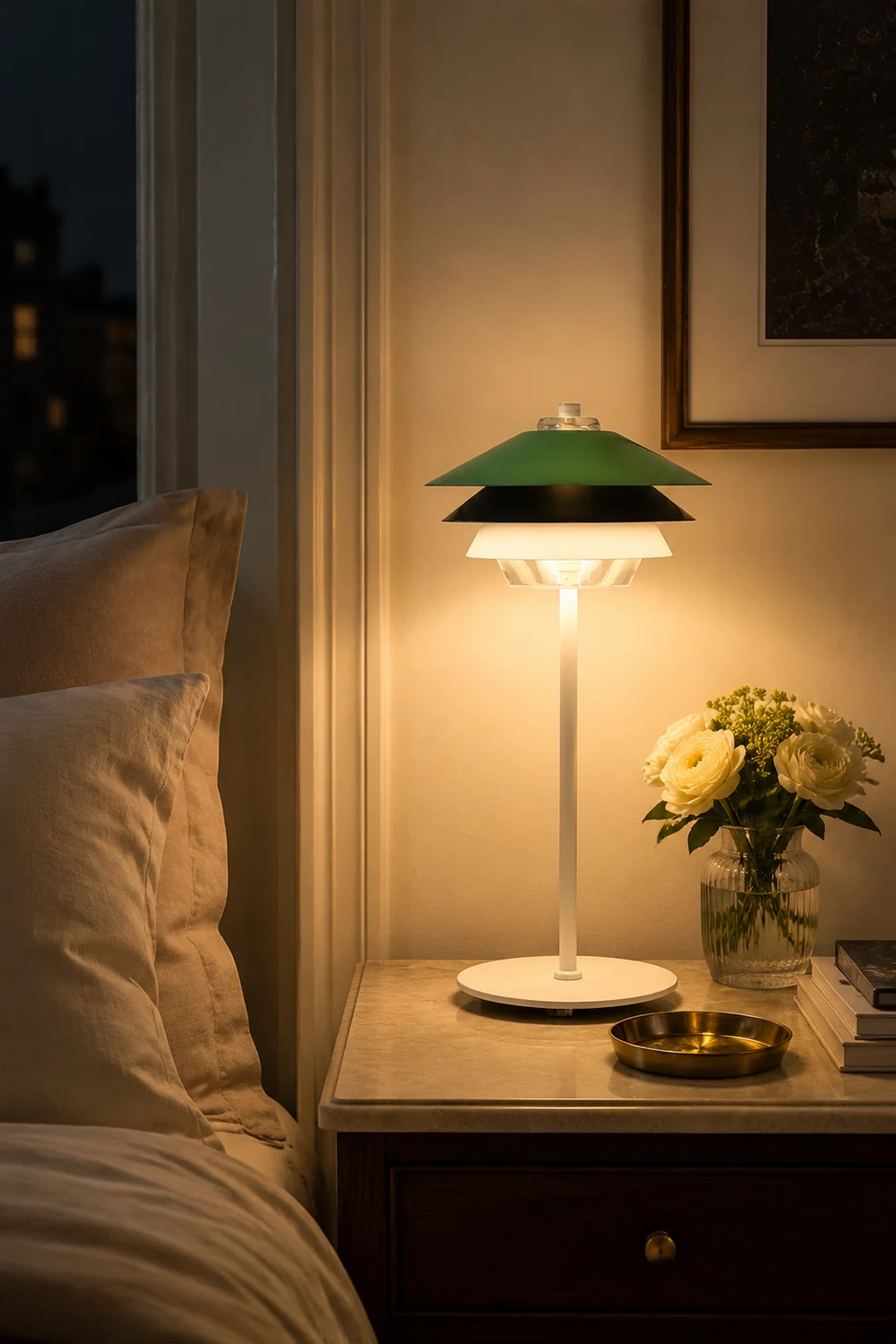 Danish Art Overlay Green Table Lamp - Lumpaz