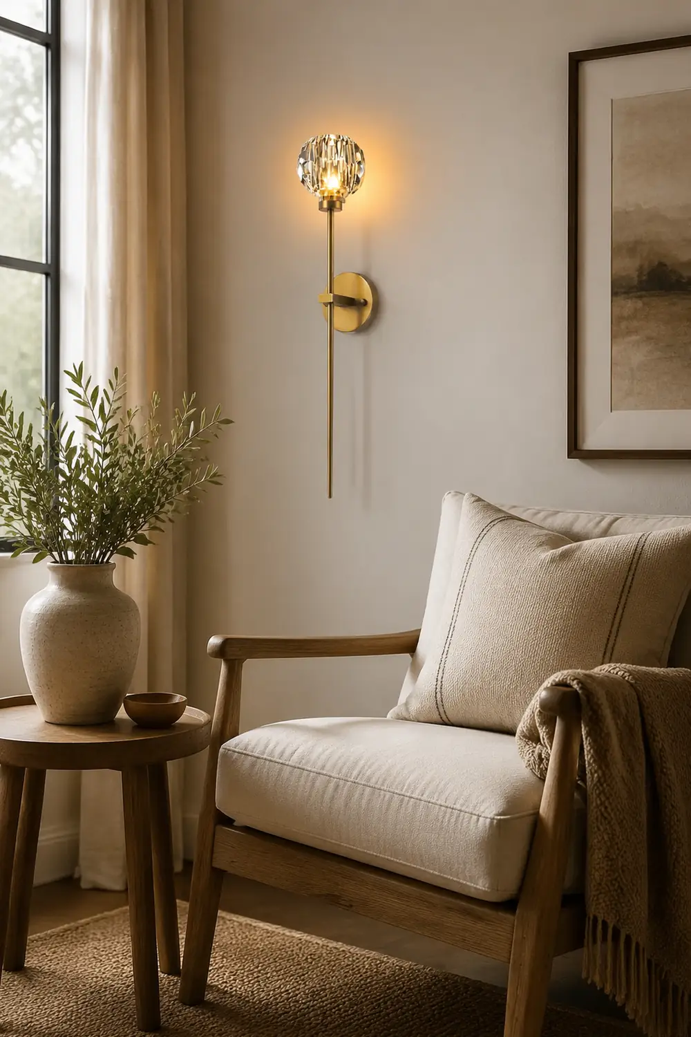 Modern Crystal Ball Mounted Antique Brass Wall Lamp - Lumpaz