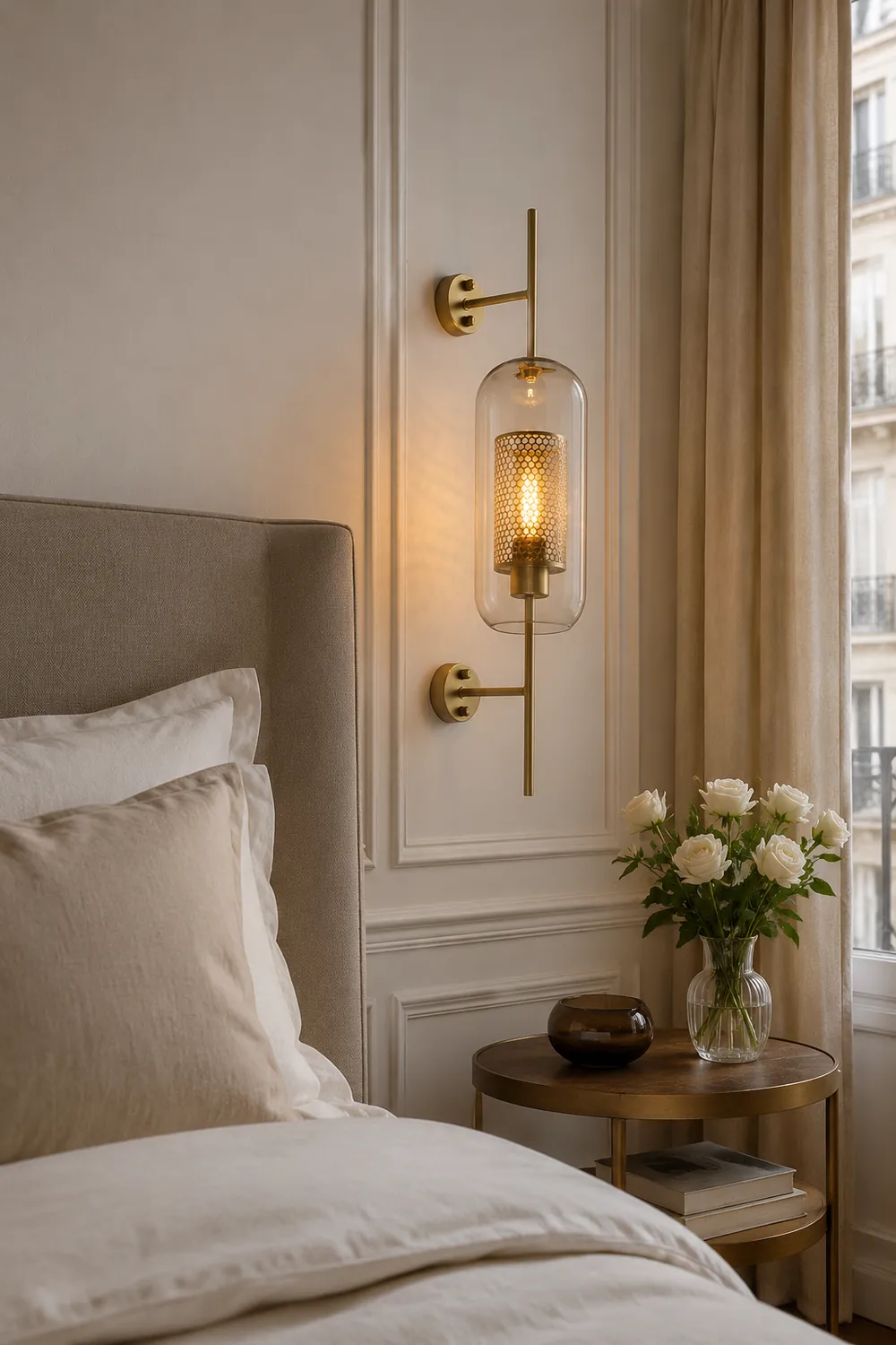 Modern Glass Golden Wall Ball Light Bedside Sconce - Lumpaz