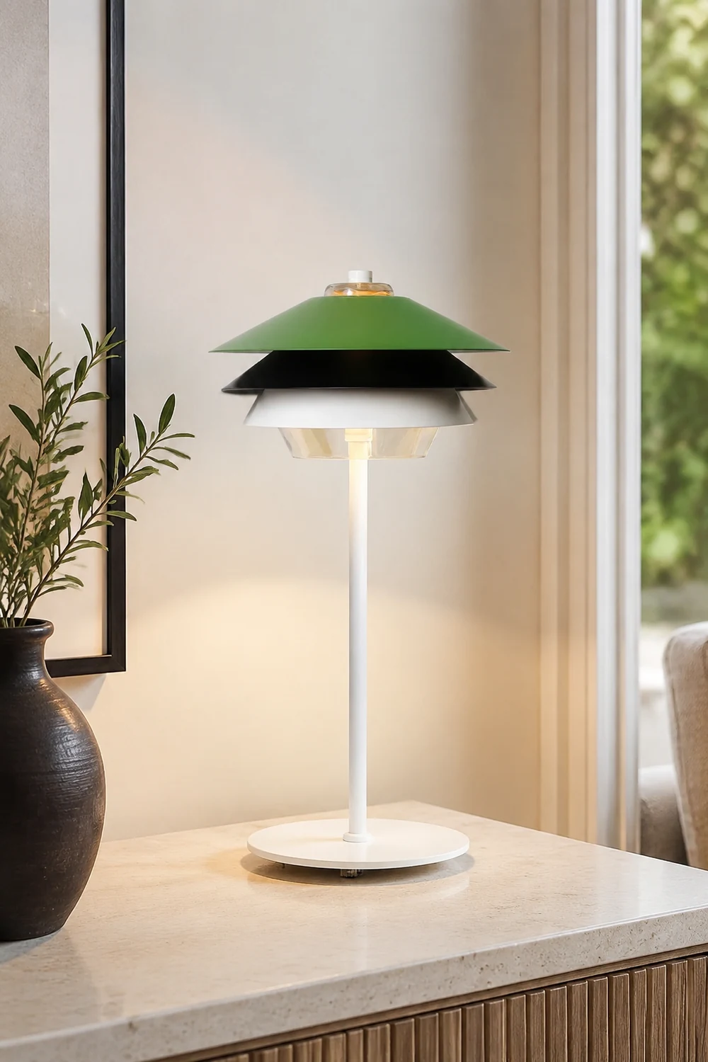Danish Art Overlay Green Table Lamp - Lumpaz