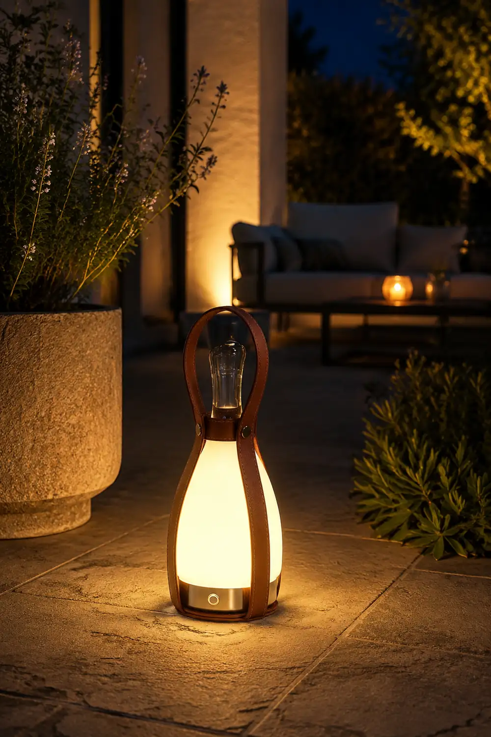 Bell Portable Leather Glass Table Lamp - Lumpaz