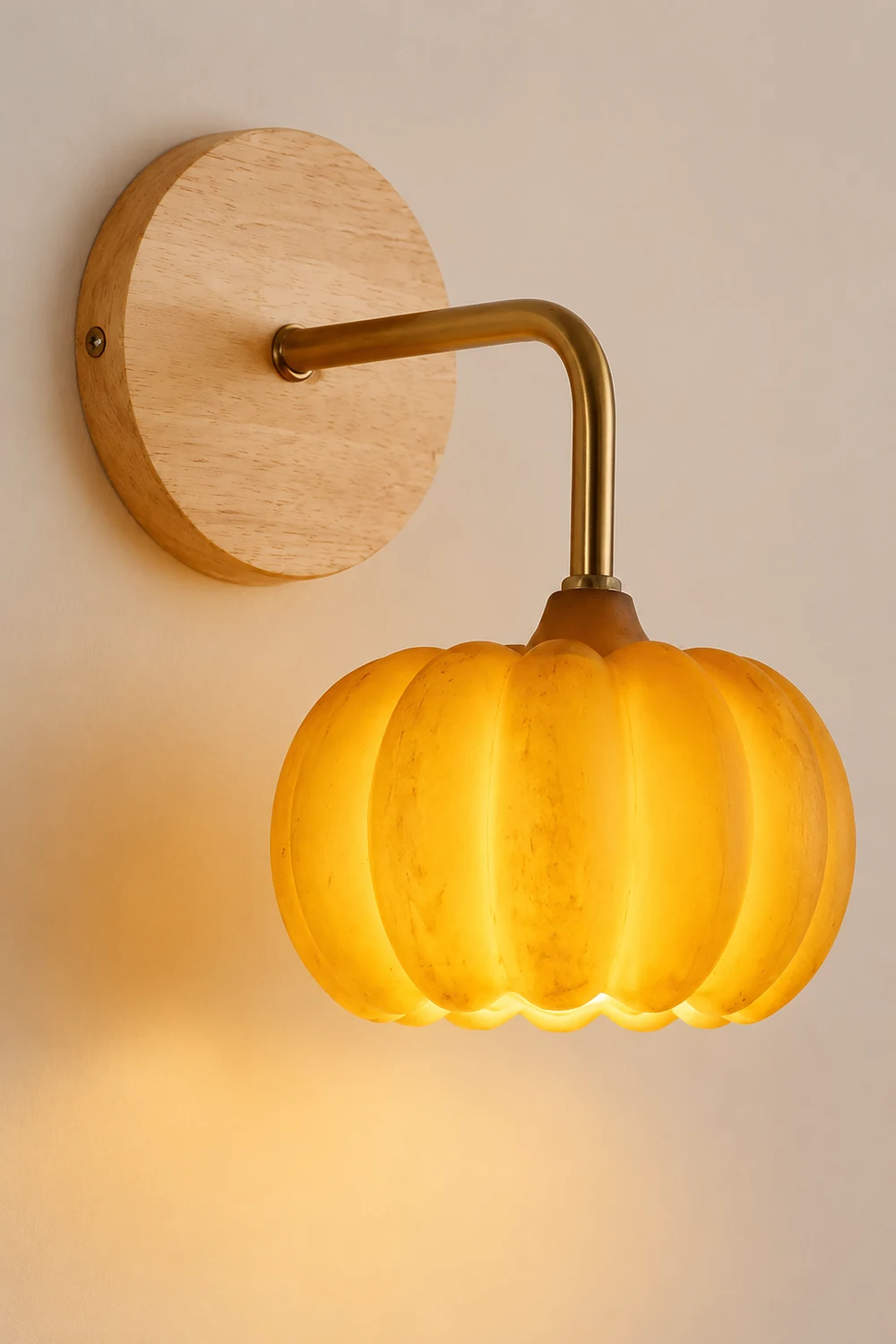 Cute Resin Material Yellow Pumpkin Wall Lamp - Lumpaz