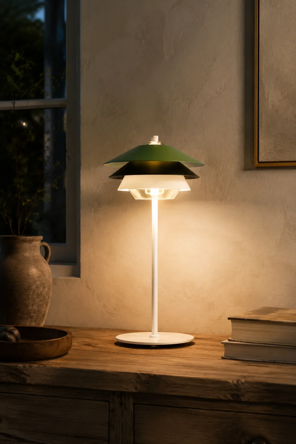 Danish Art Overlay Green Table Lamp - Lumpaz