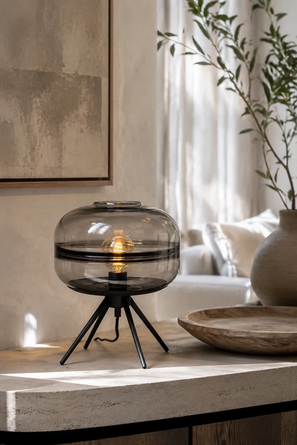 Modern Designer Glass Shade Table Lamp - Lumpaz
