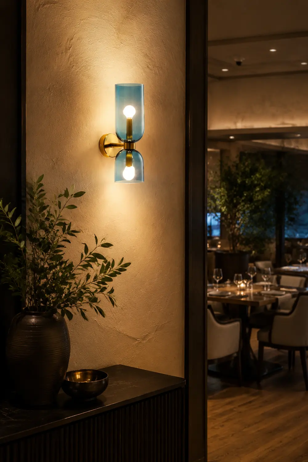 Double Head Glass Wall Lamp LED Sconce for Bedroom - Lumpaz
