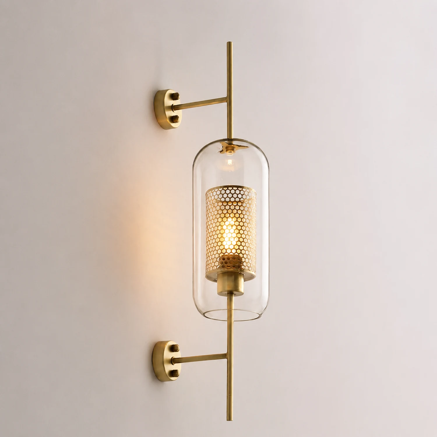Modern Glass Golden Wall Ball Light Bedside Sconce - Lumpaz