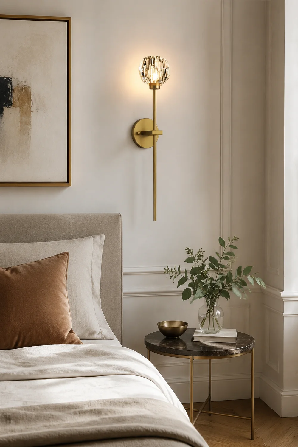Modern Crystal Ball Mounted Antique Brass Wall Lamp - Lumpaz