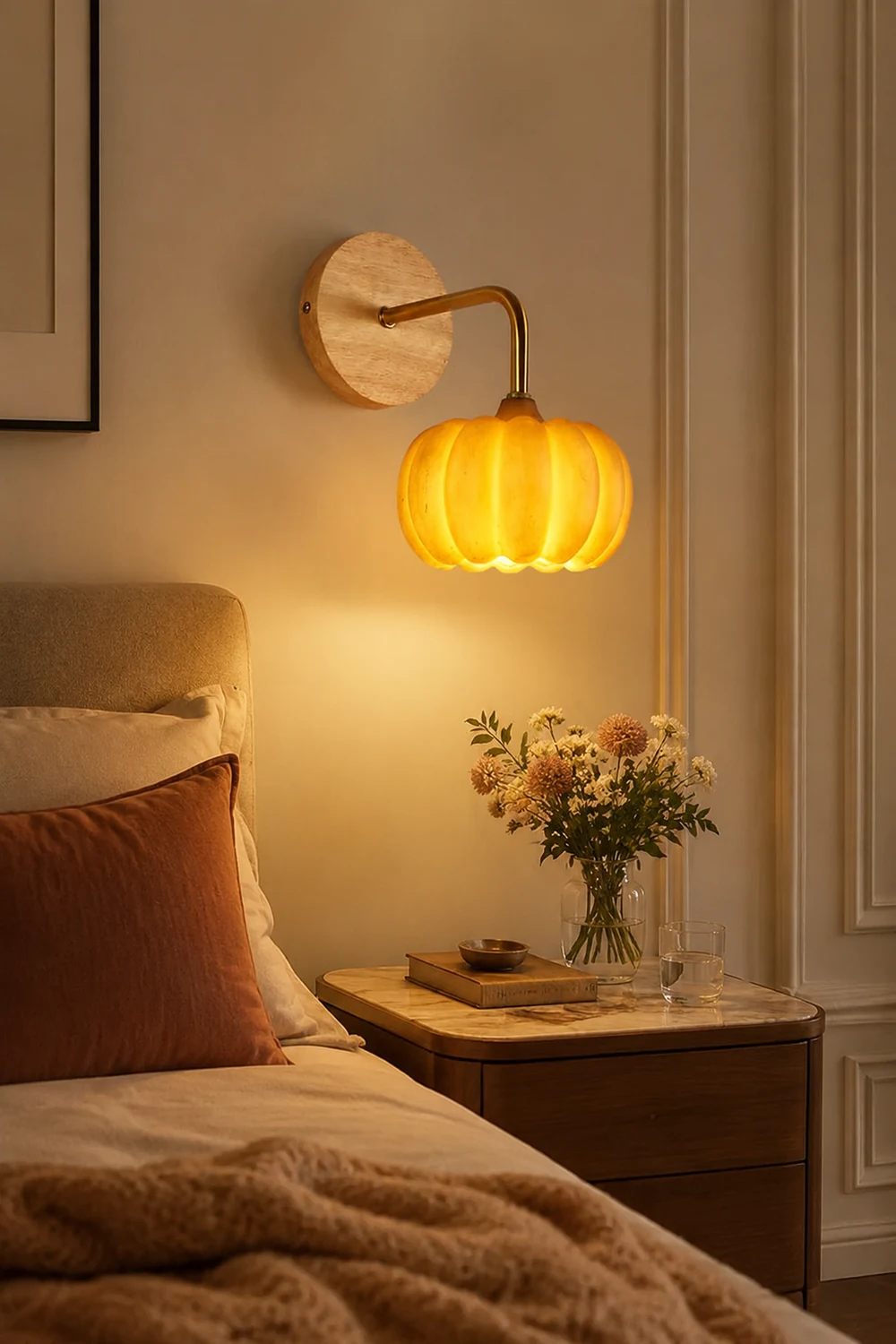 Cute Resin Material Yellow Pumpkin Wall Lamp - Lumpaz