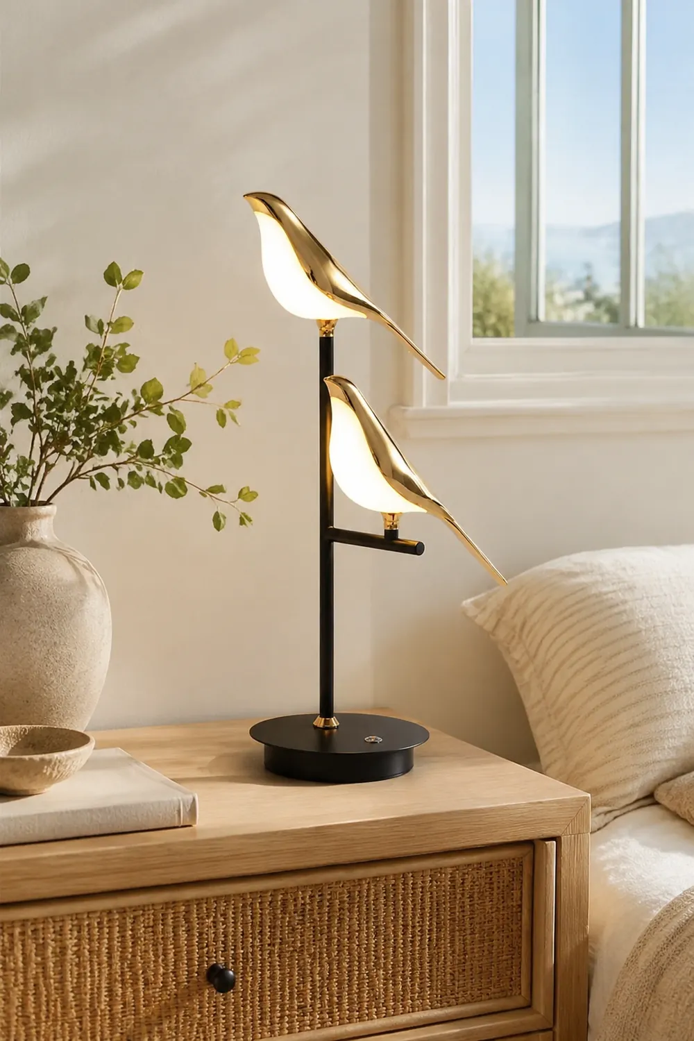 Golden Bird Table Lamp for Bedroom - Lumpaz