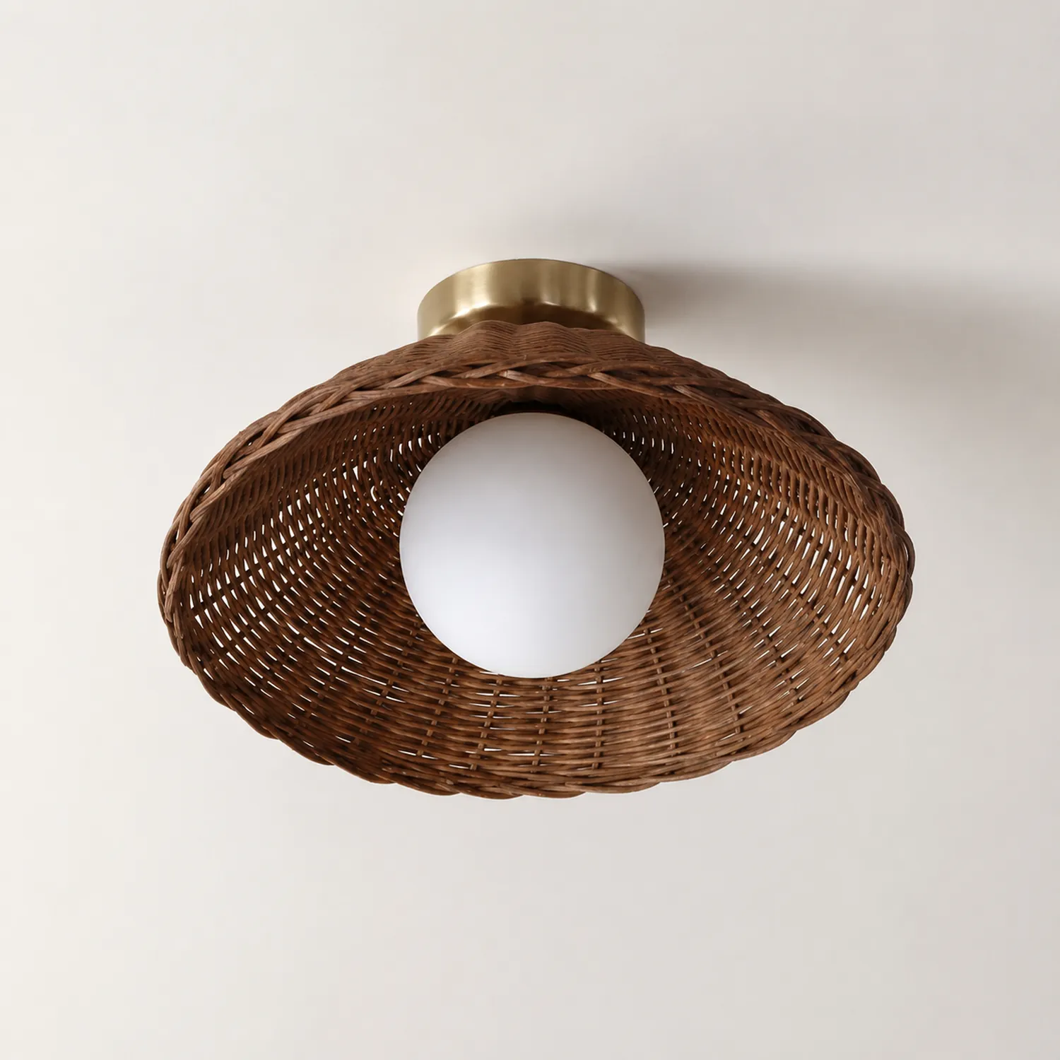 Rustic Bamboo Glass Woven Wall Light - Lumpaz