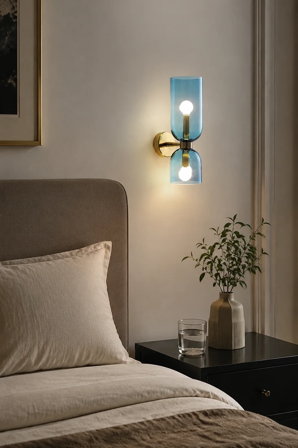 Double Head Glass Wall Lamp LED Sconce for Bedroom - Lumpaz