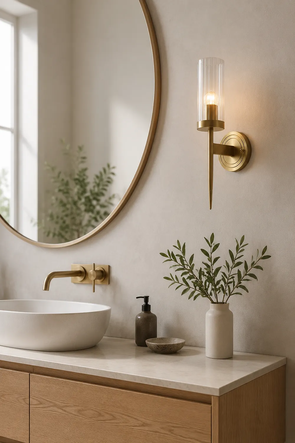 Modern Brass Sconce Ribbed Long Glass Wall Lights For Living Room - Lumpaz