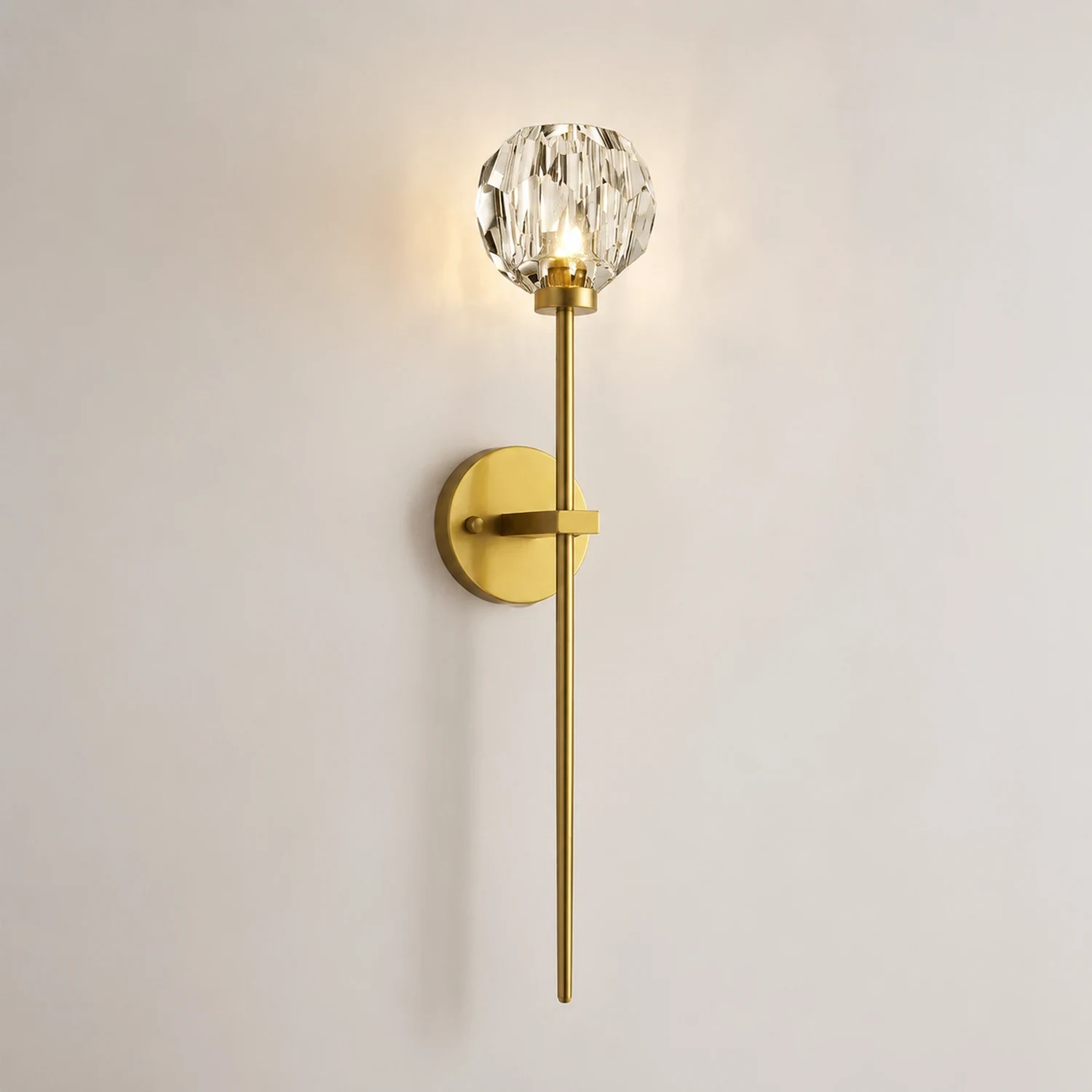 Modern Crystal Ball Mounted Antique Brass Wall Lamp - Lumpaz