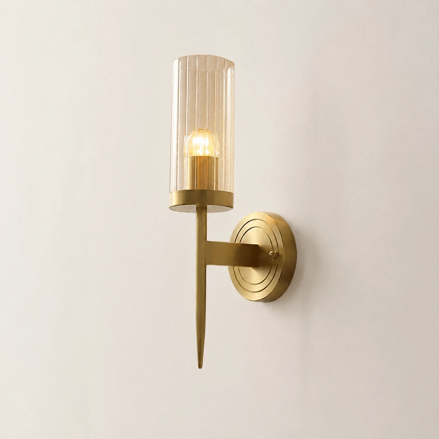 Modern Brass Sconce Ribbed Long Glass Wall Lights For Living Room - Lumpaz