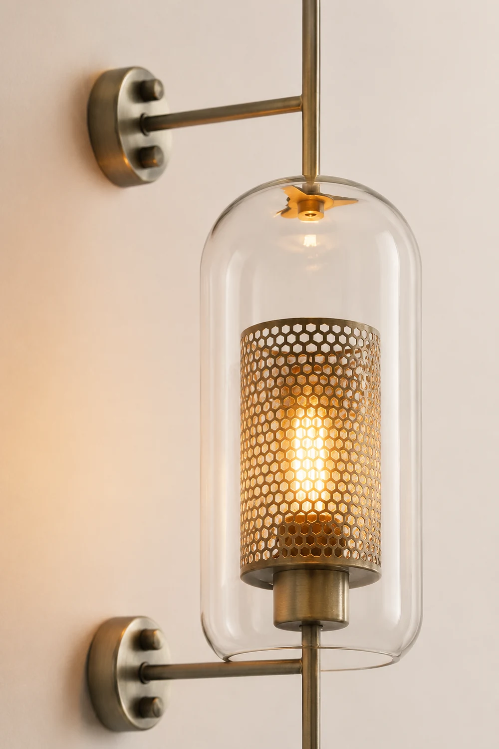 Modern Glass Golden Wall Ball Light Bedside Sconce - Lumpaz