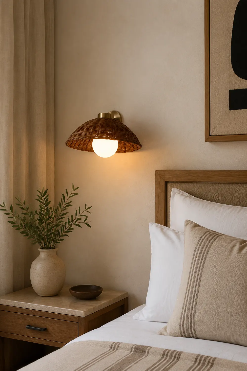 Rustic Bamboo Glass Woven Wall Light - Lumpaz