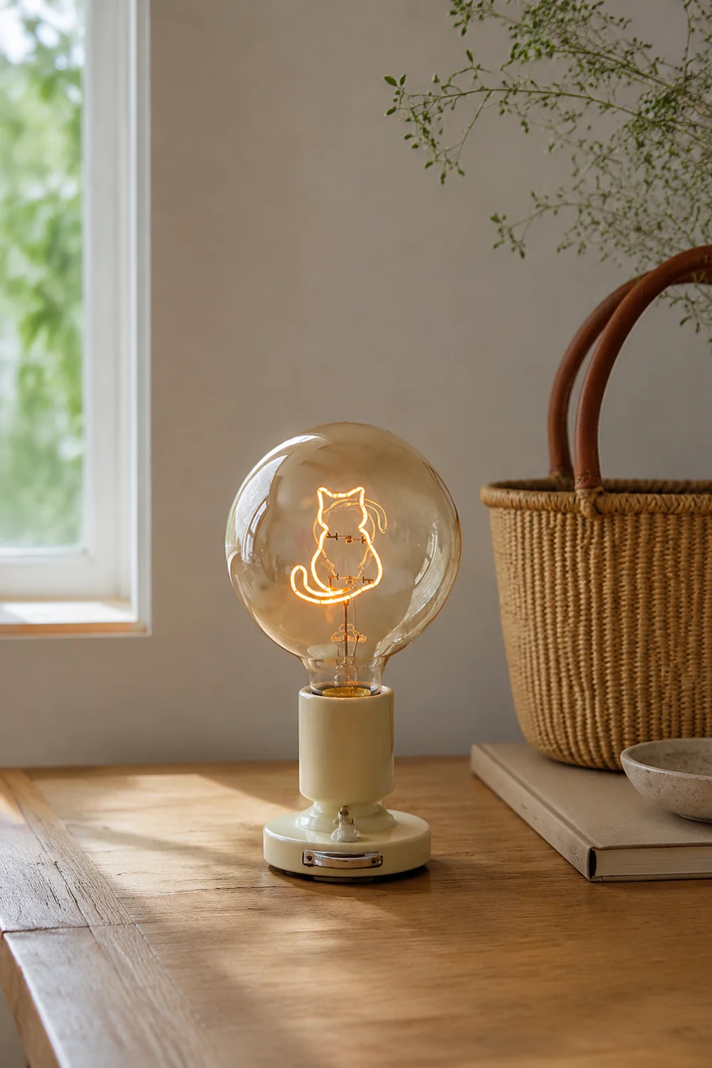 Cute Pink & White Cat Pattern Table Lamp - Lumpaz