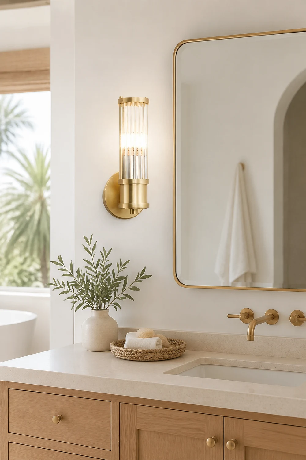 Modern Brass Gold Crystal Wall Sconce - Lumpaz