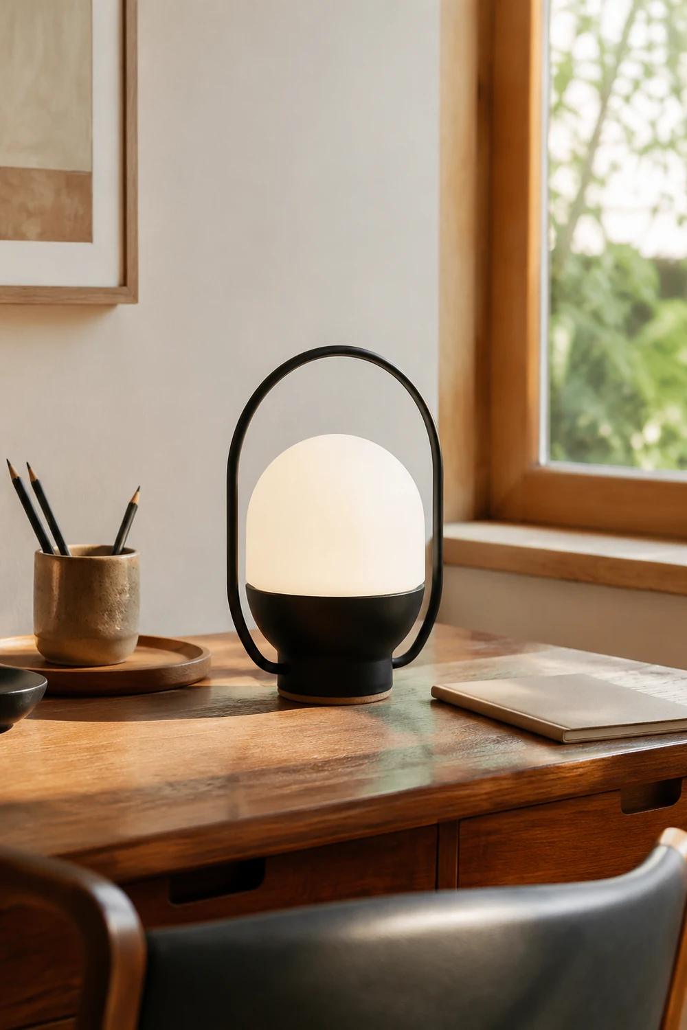 Portable White and Black Indoor / Outdoor Table Lamp - Lumpaz
