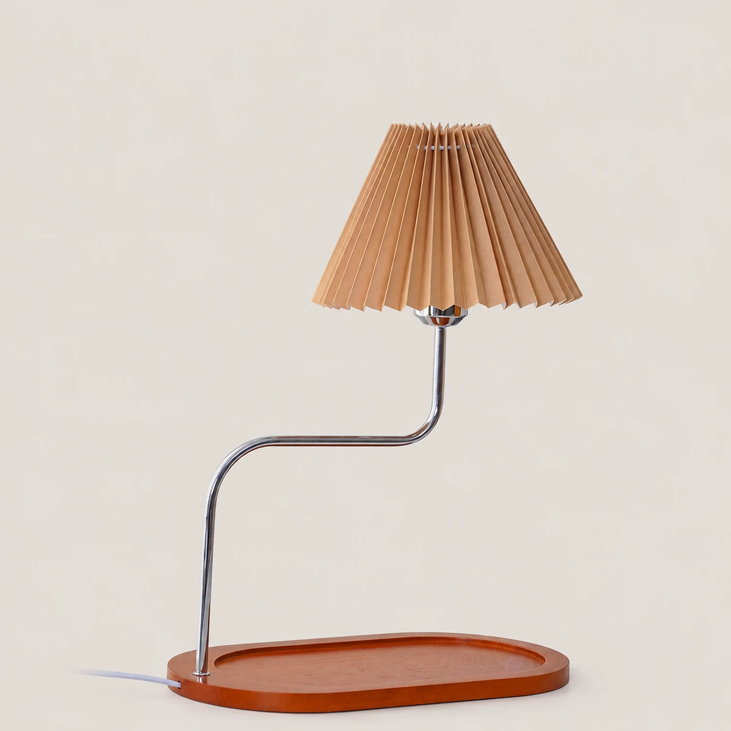 Solid Wood Retro Style Umbrella Shaped Table Lamp - Lumpaz