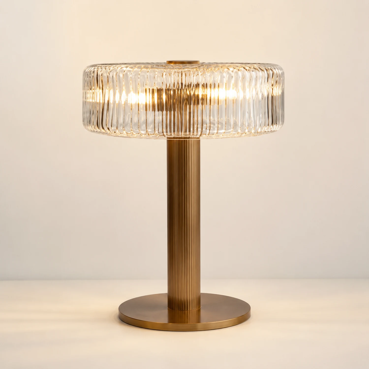 Contemporary Gold Glass Bedroom Table Lamp - Lumpaz