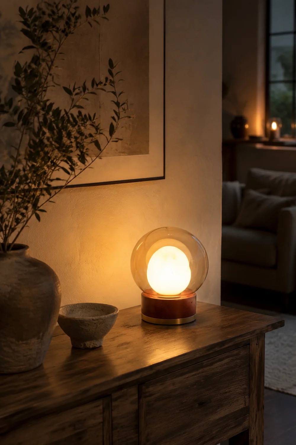 Modern Rigel Round Glass Table Light - Lumpaz