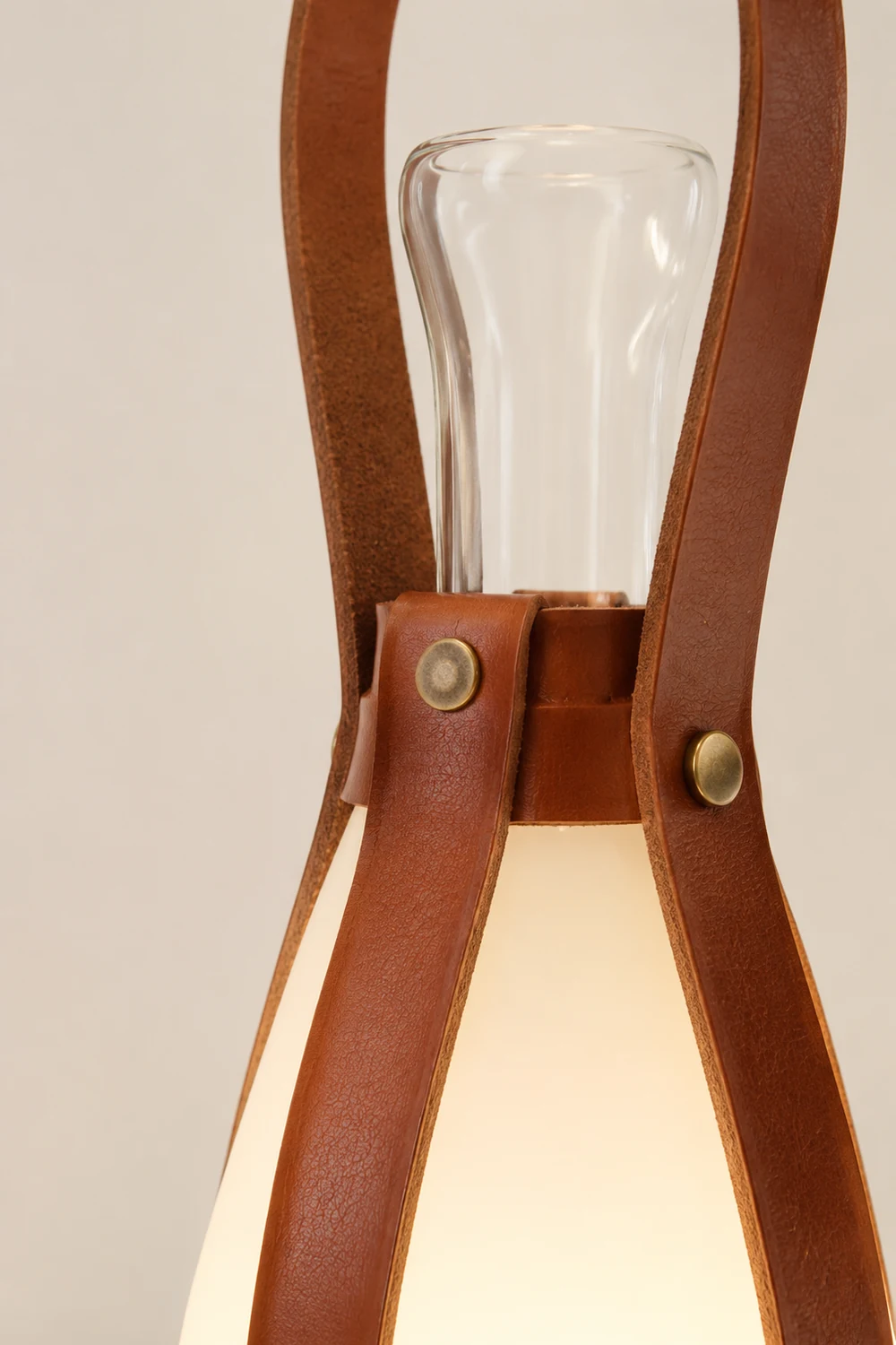 Bell Portable Leather Glass Table Lamp - Lumpaz