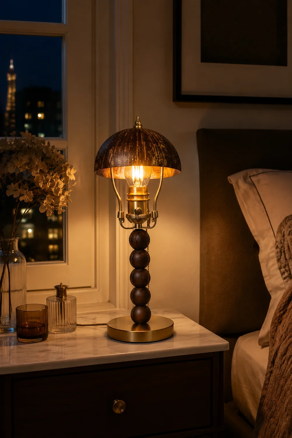 Retro Coconut Shell Decor Table Lamp - Lumpaz