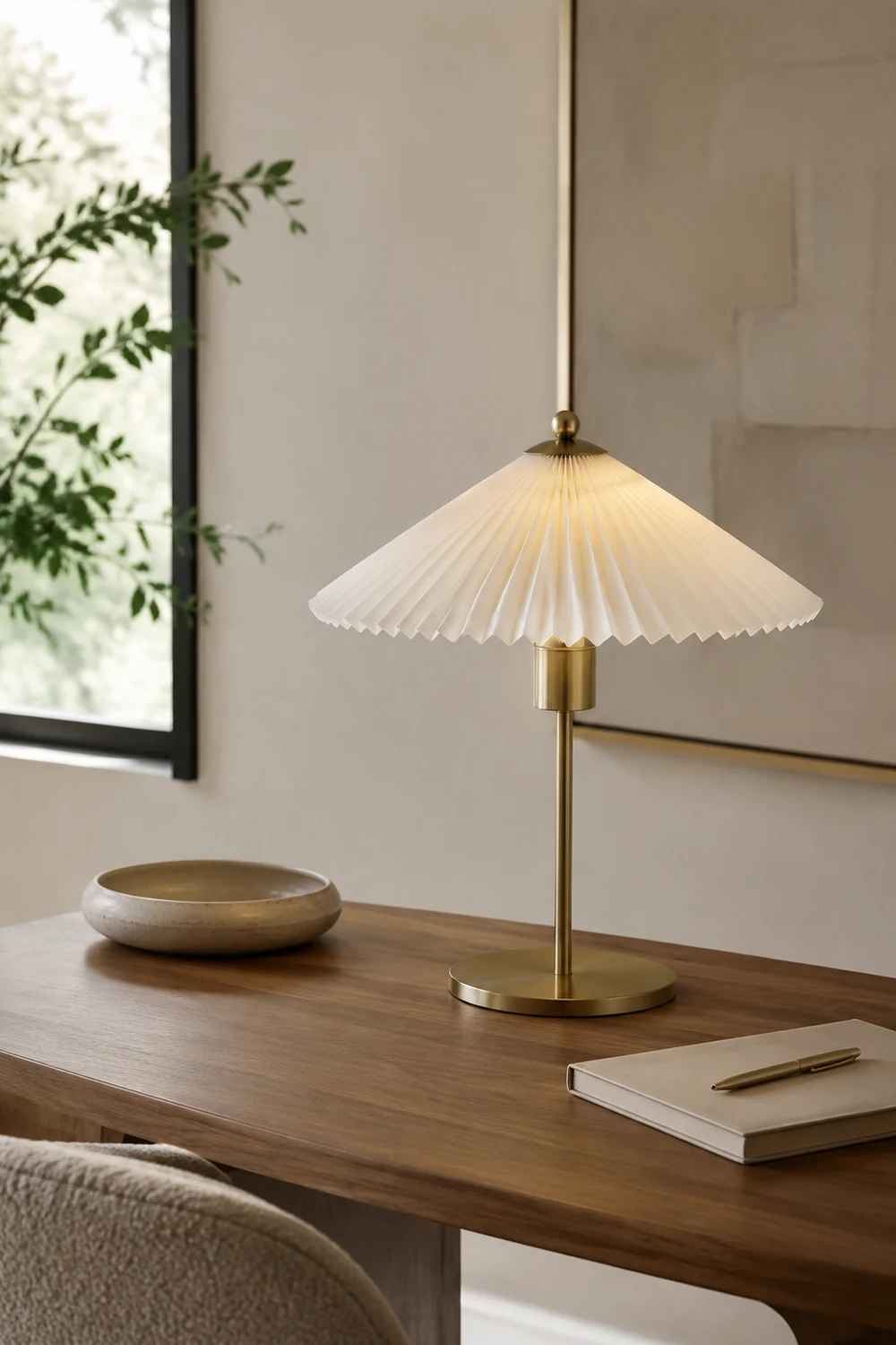 Mid Century Modern Pleated Table Lamp - Lumpaz