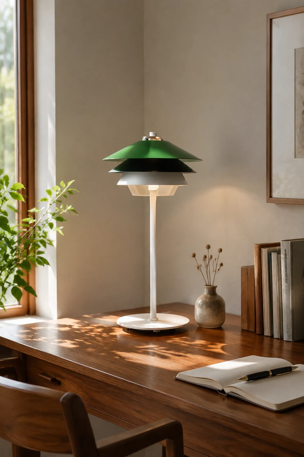 Danish Art Overlay Green Table Lamp - Lumpaz