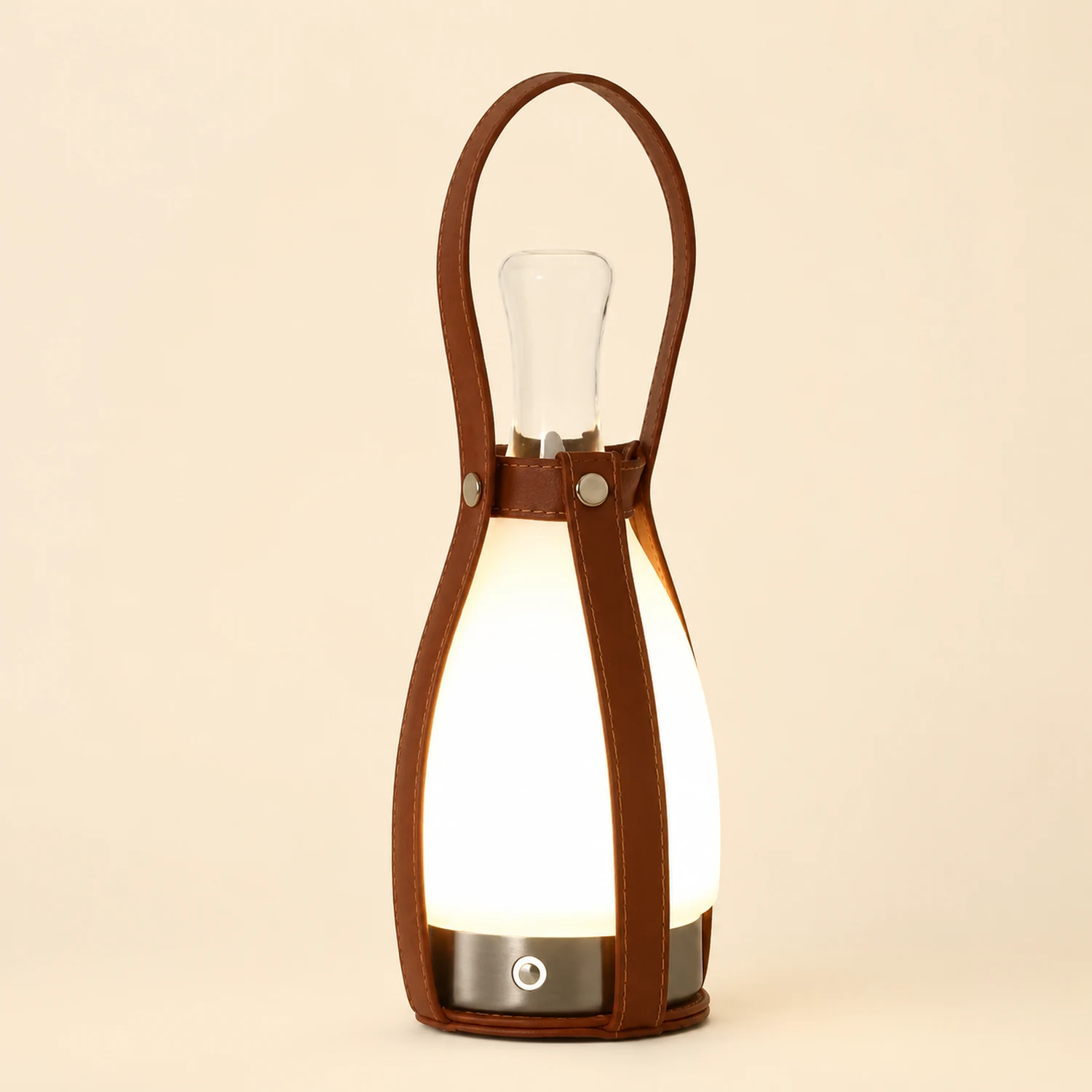 Bell Portable Leather Glass Table Lamp - Lumpaz