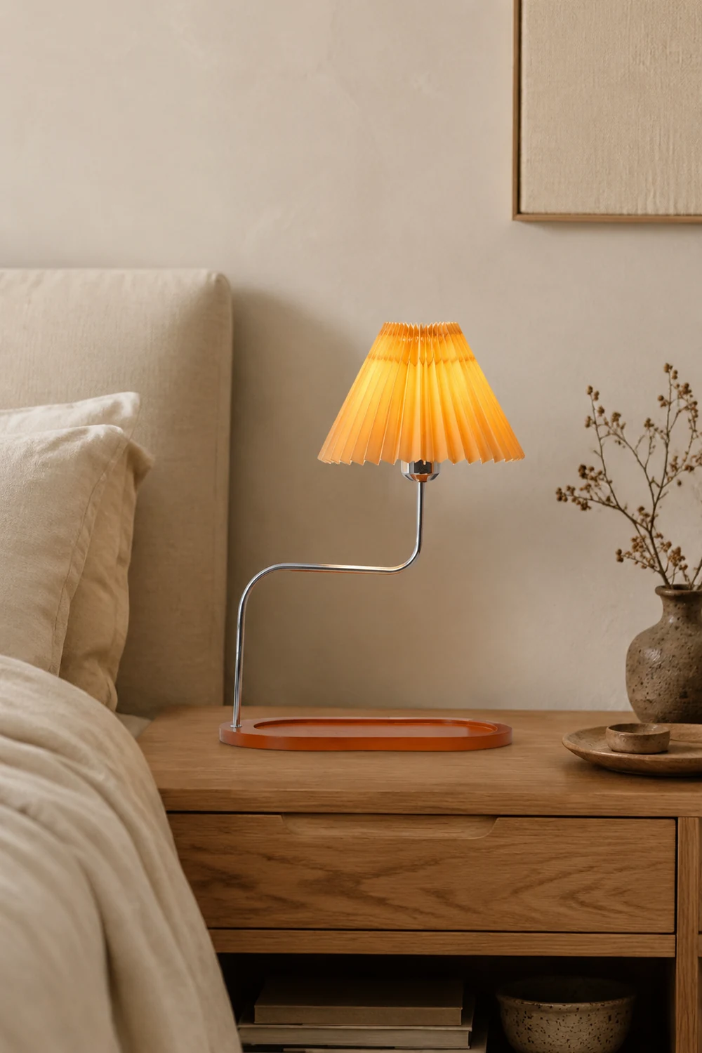 Solid Wood Retro Style Umbrella Shaped Table Lamp - Lumpaz