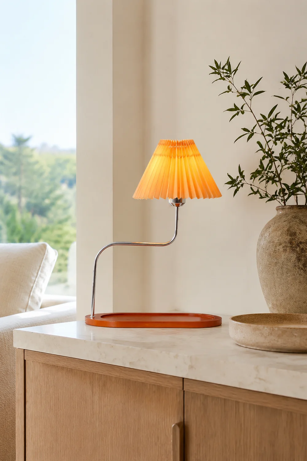 Solid Wood Retro Style Umbrella Shaped Table Lamp - Lumpaz