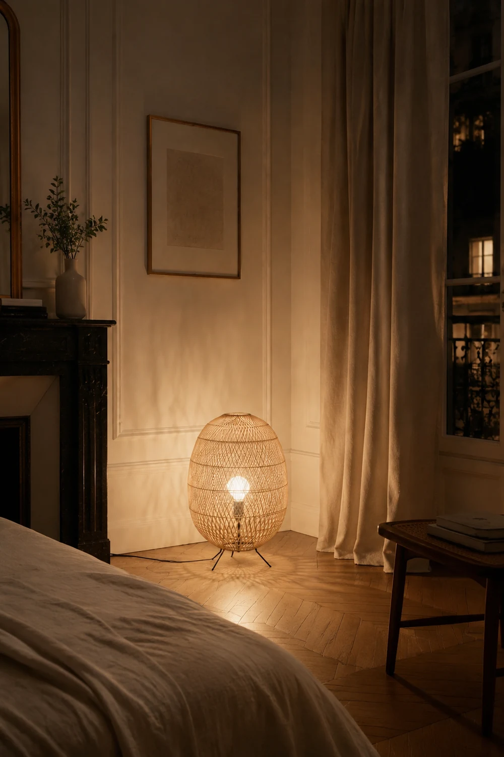 Natural Rattan Midi Floor Lamp for Living Room - Lumpaz