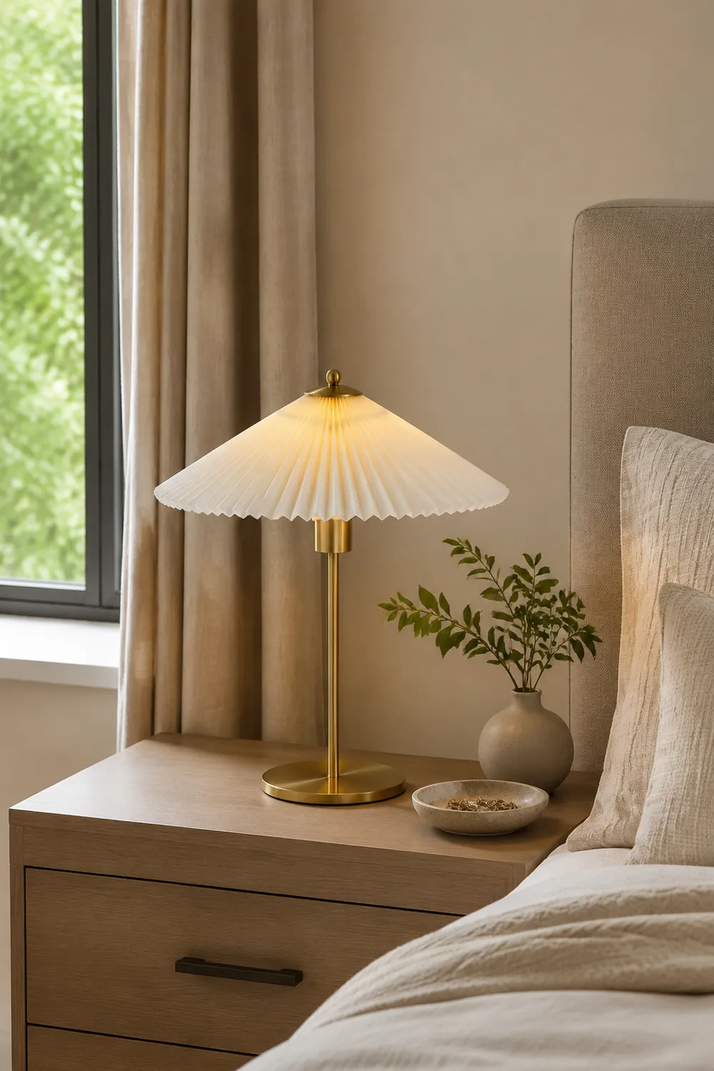 Mid Century Modern Pleated Table Lamp - Lumpaz