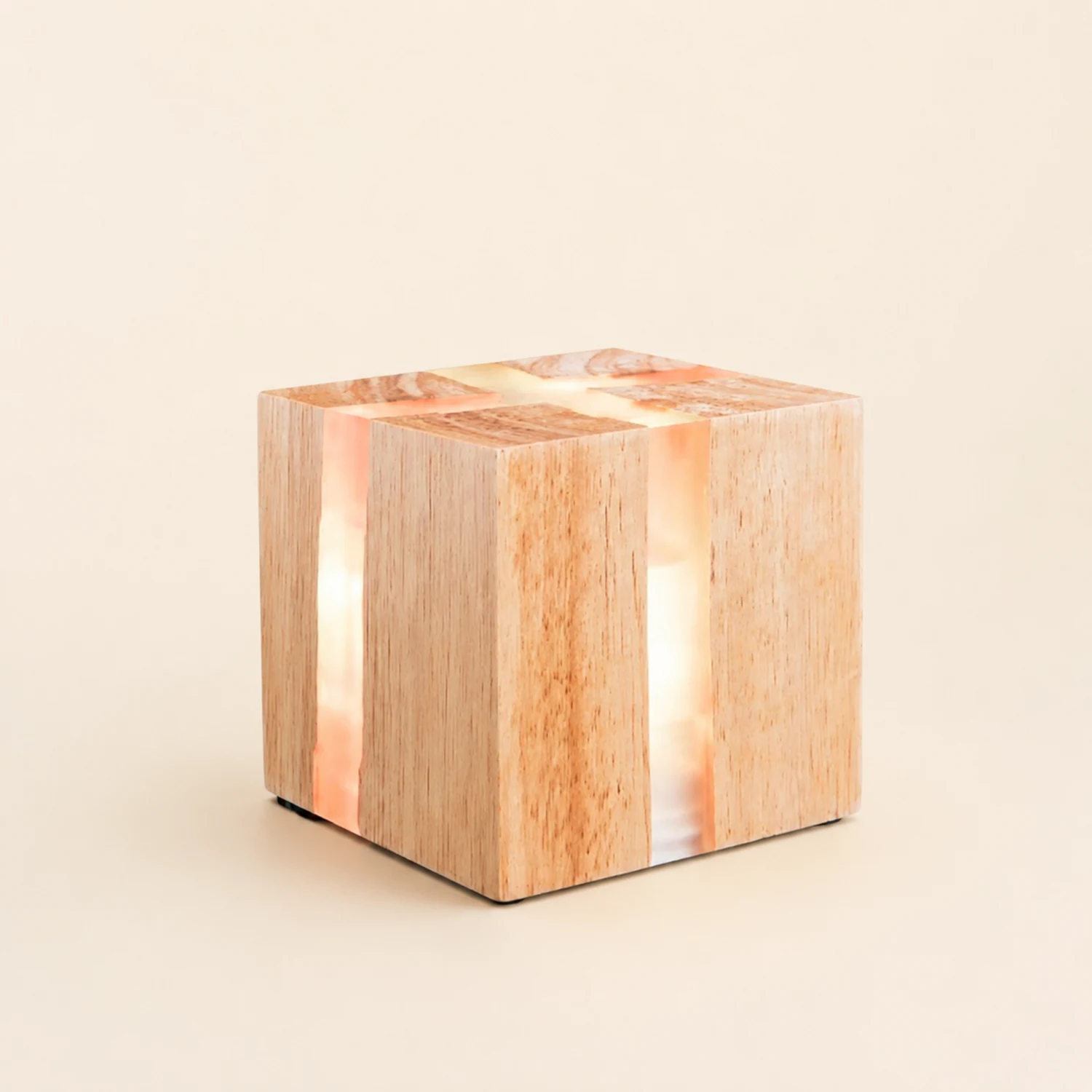 Solid Wood Art Crackle Table Lamp - Lumpaz