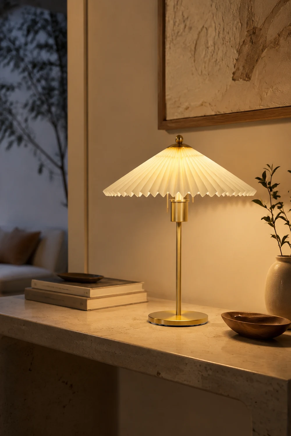 Mid Century Modern Pleated Table Lamp - Lumpaz