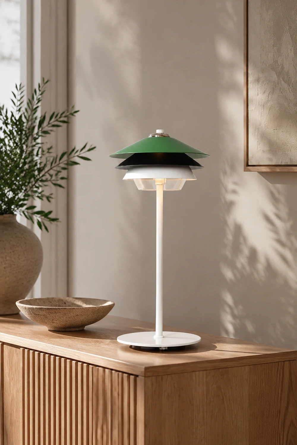 Danish Art Overlay Green Table Lamp - Lumpaz