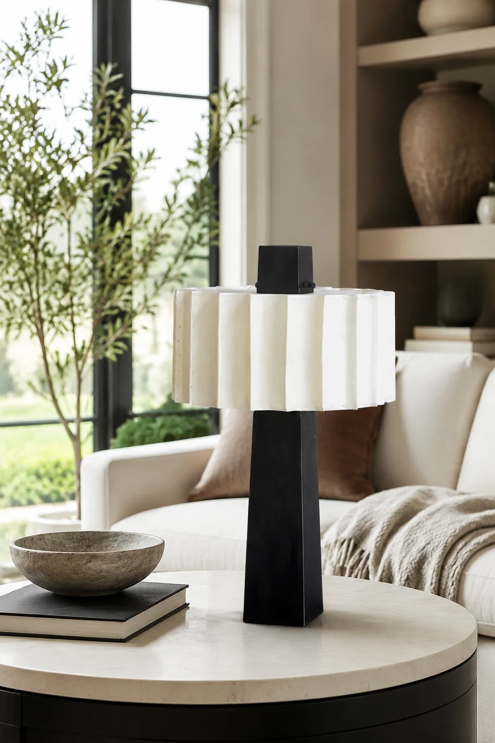 Creative Designer Black & White Decorative Table Lamp - Lumpaz