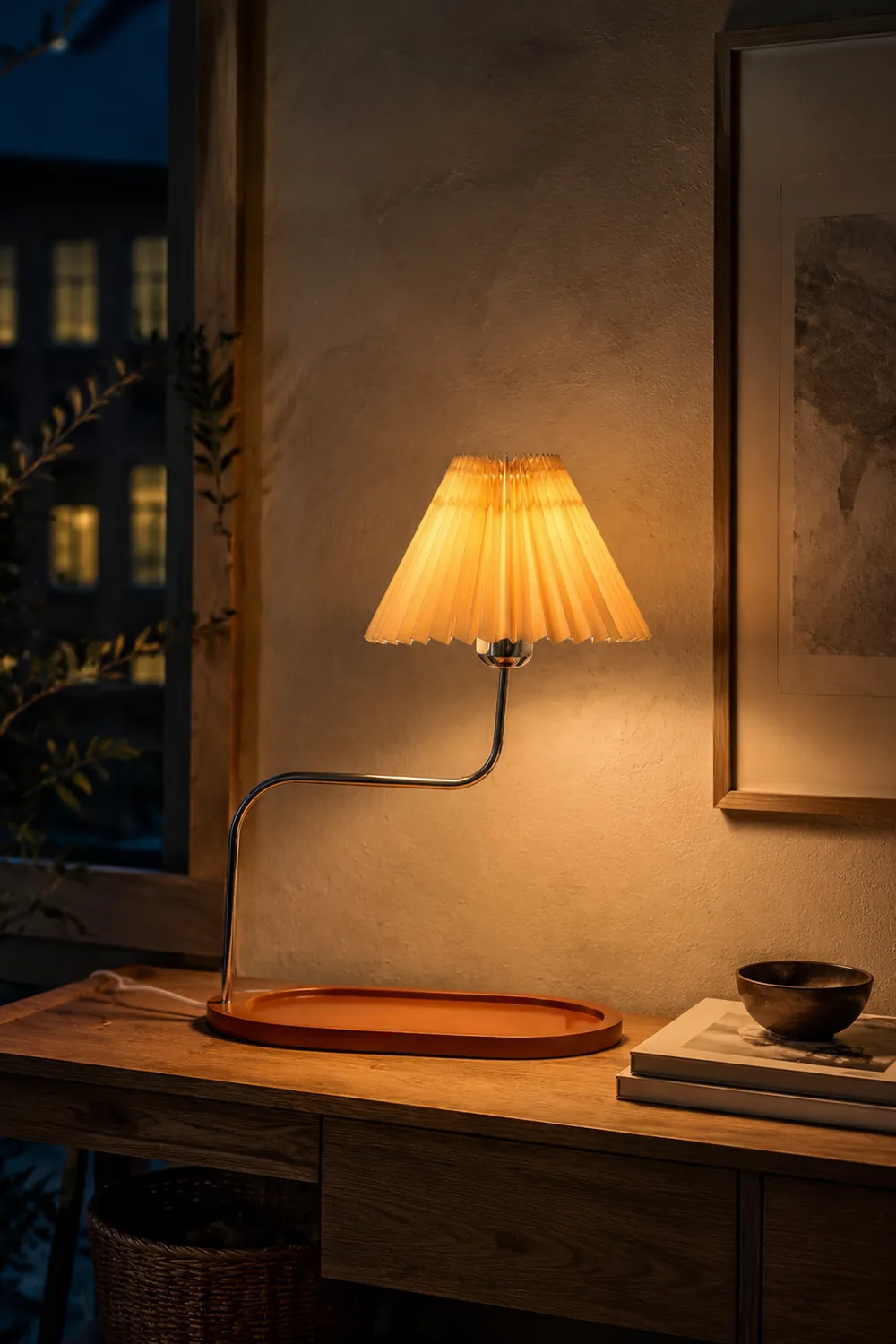 Solid Wood Retro Style Umbrella Shaped Table Lamp - Lumpaz