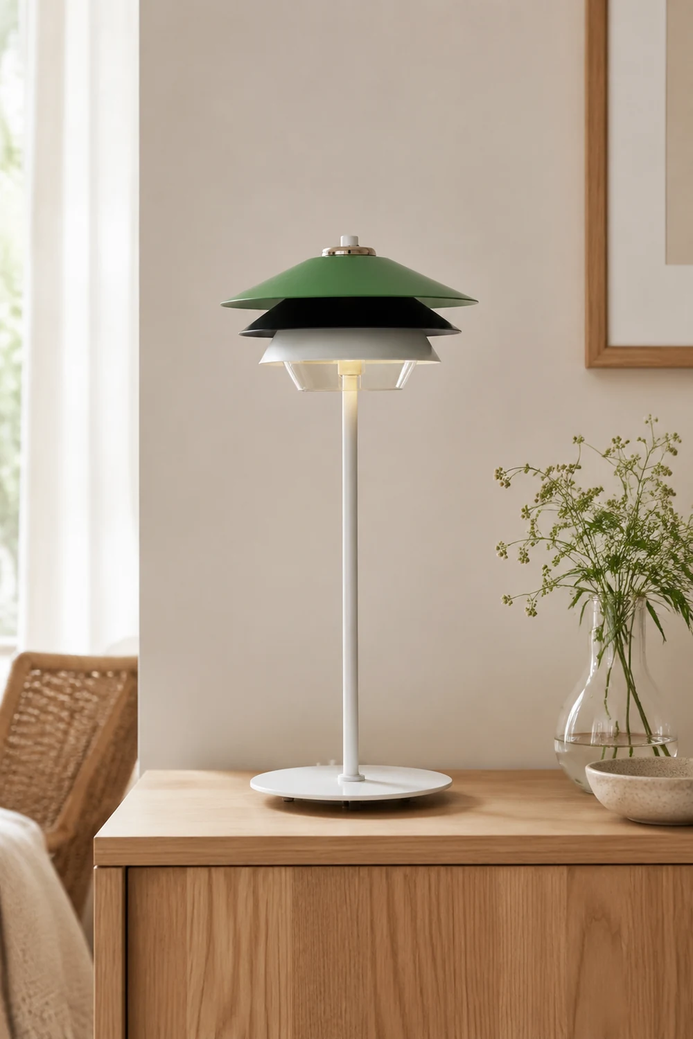 Danish Art Overlay Green Table Lamp - Lumpaz