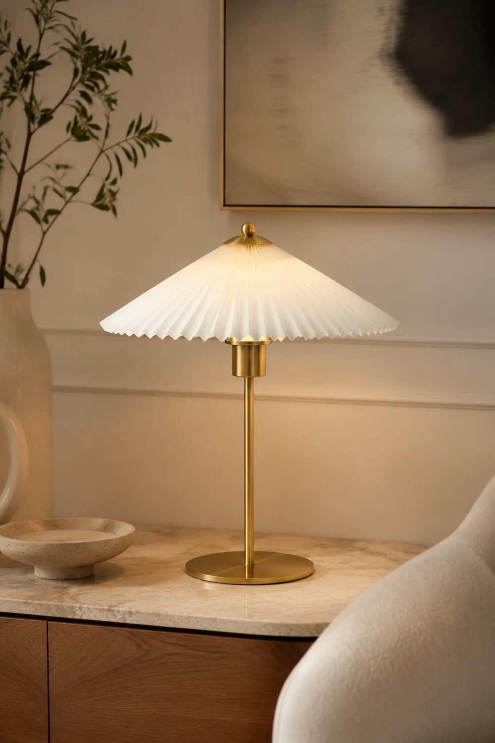 Mid Century Modern Pleated Table Lamp - Lumpaz
