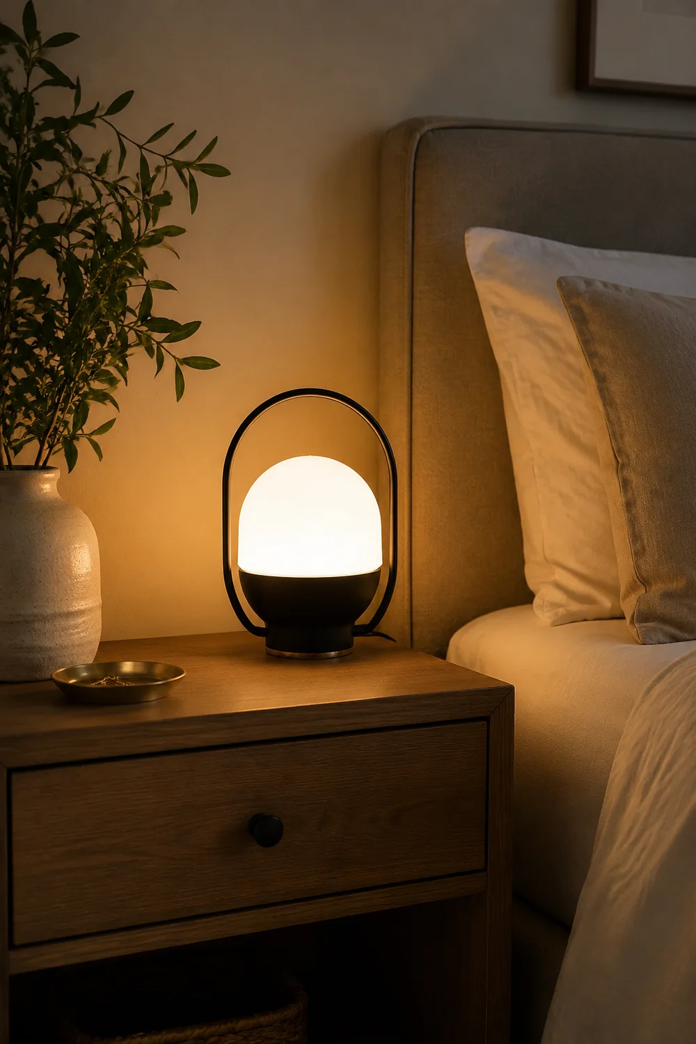 Portable White and Black Indoor / Outdoor Table Lamp - Lumpaz