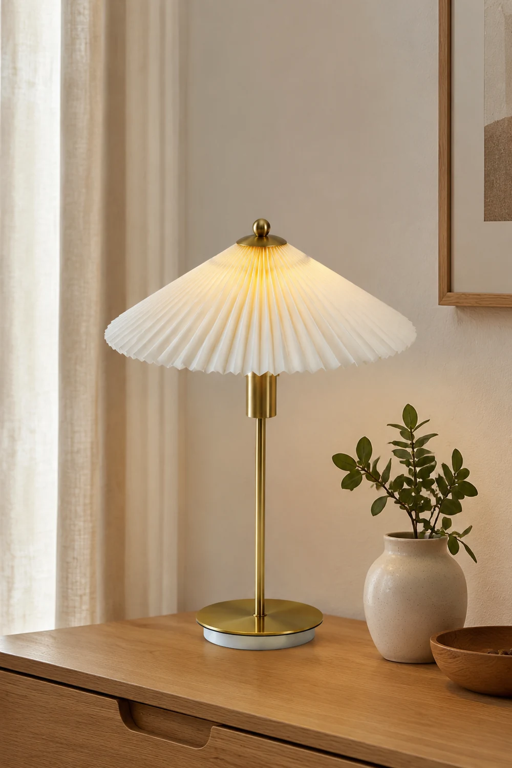 Mid Century Modern Pleated Table Lamp - Lumpaz