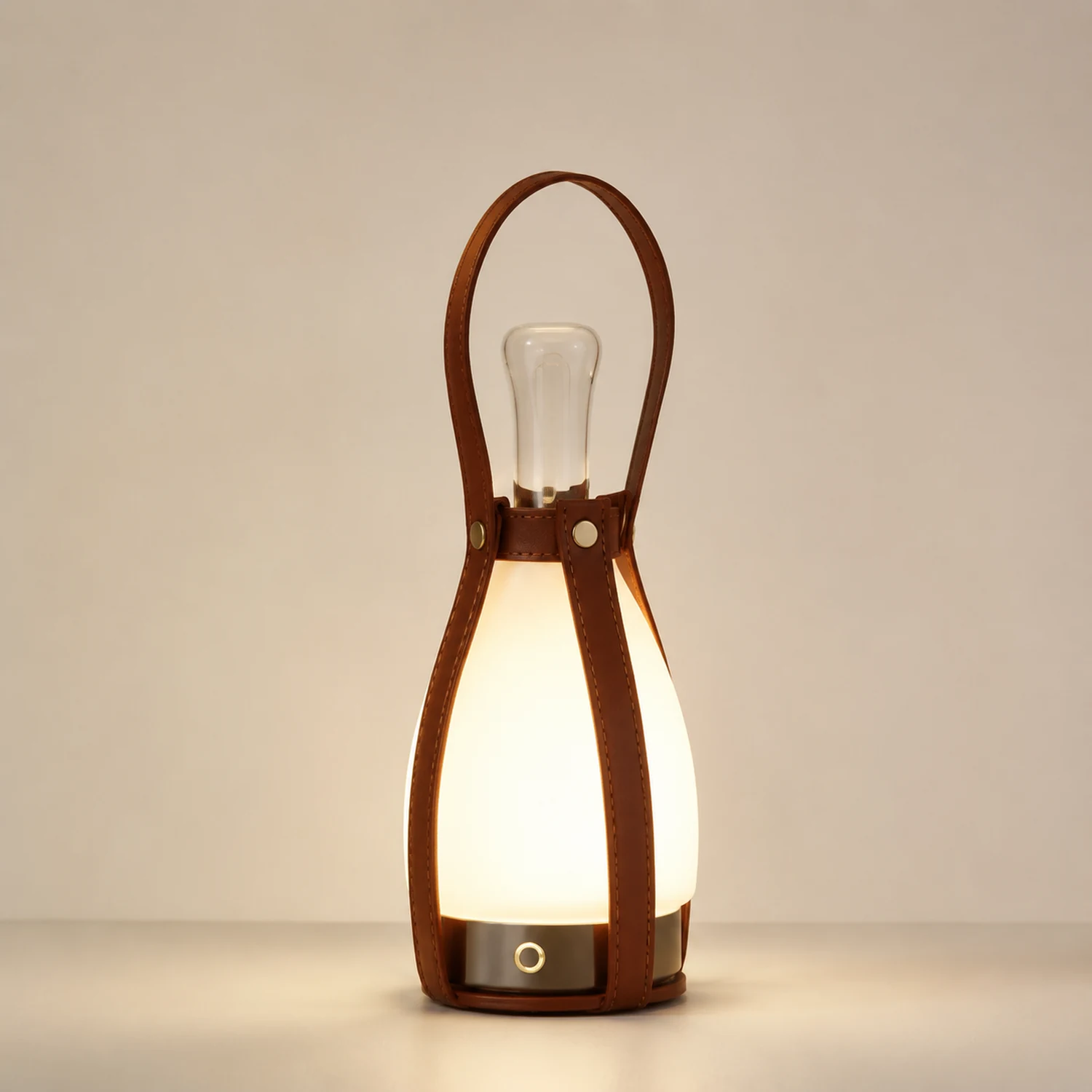 Bell Portable Leather Glass Table Lamp - Lumpaz