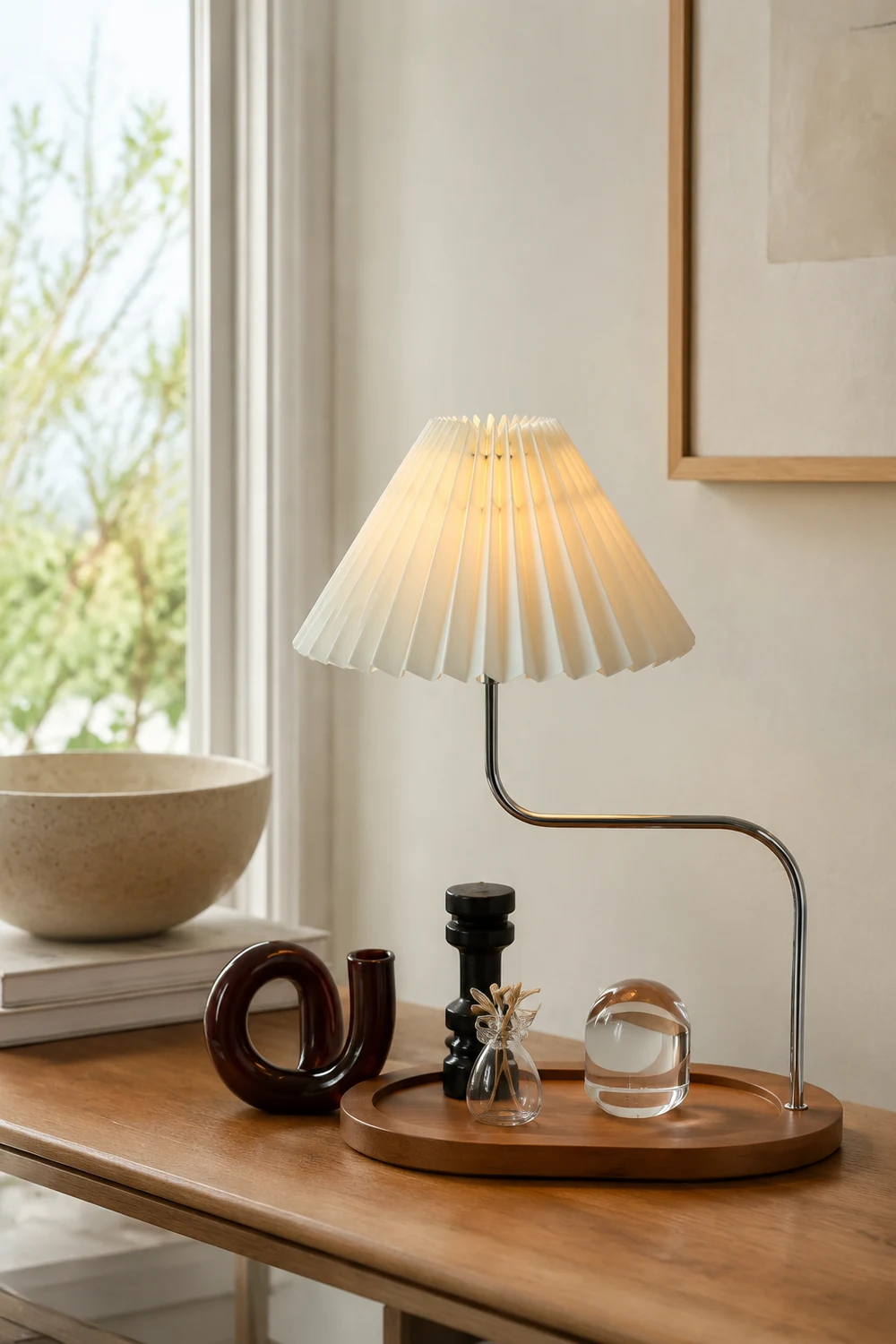 Solid Wood Retro Creative Pleated Table Lamp - Lumpaz