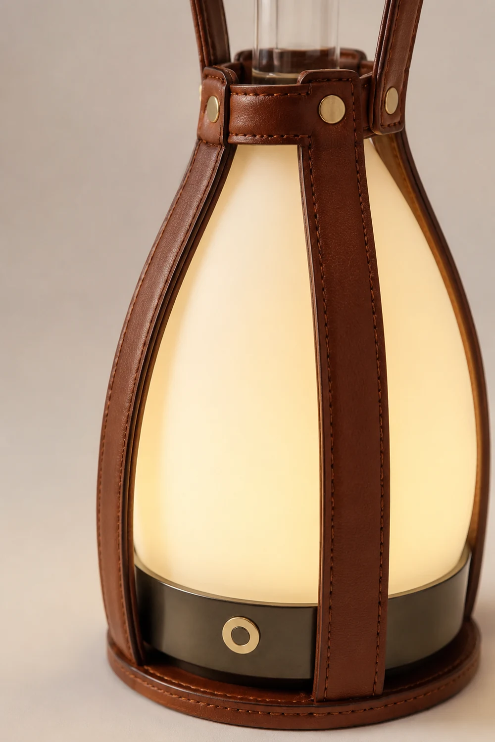 Bell Portable Leather Glass Table Lamp - Lumpaz