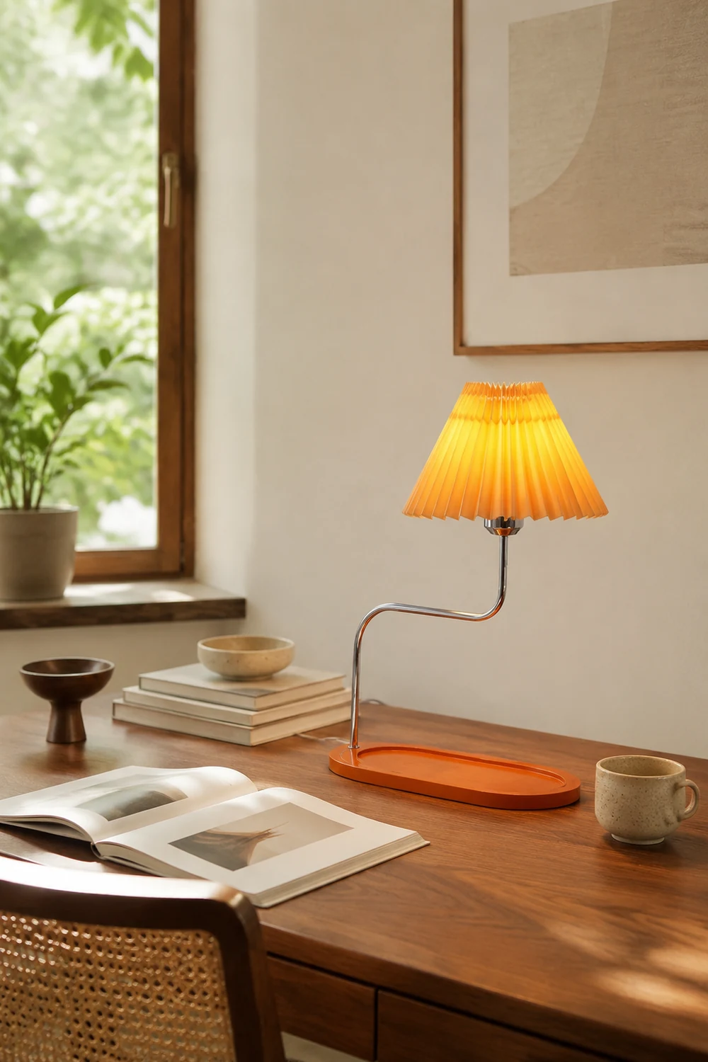 Solid Wood Retro Style Umbrella Shaped Table Lamp - Lumpaz